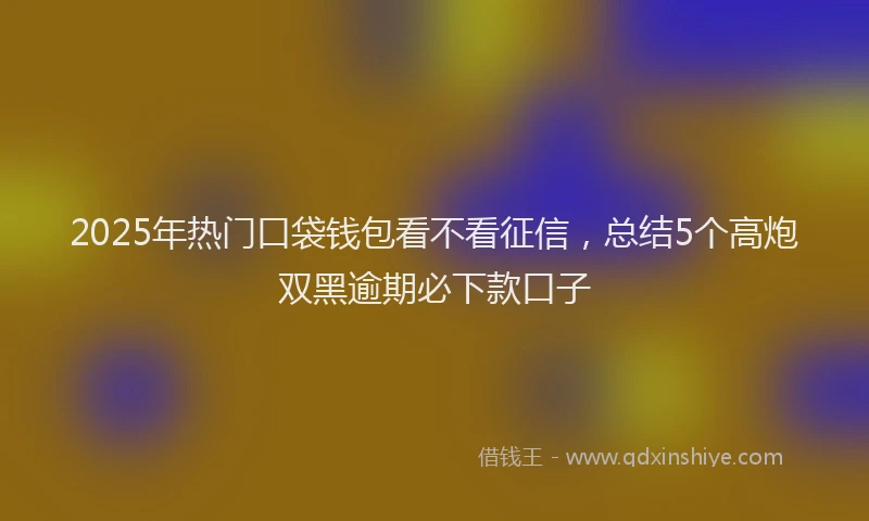 2025年热门口袋钱包看不看征信，总结5个高炮双黑逾期必下款口子