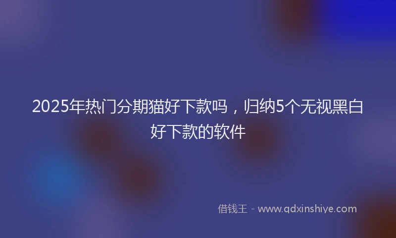 2025年热门分期猫好下款吗，归纳5个无视黑白好下款的软件