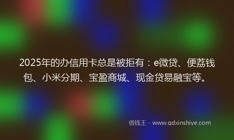 2025年的办信用卡总是被拒有：e微贷、便荔钱包、小米分期、宝盈商城、现金贷易融宝等。