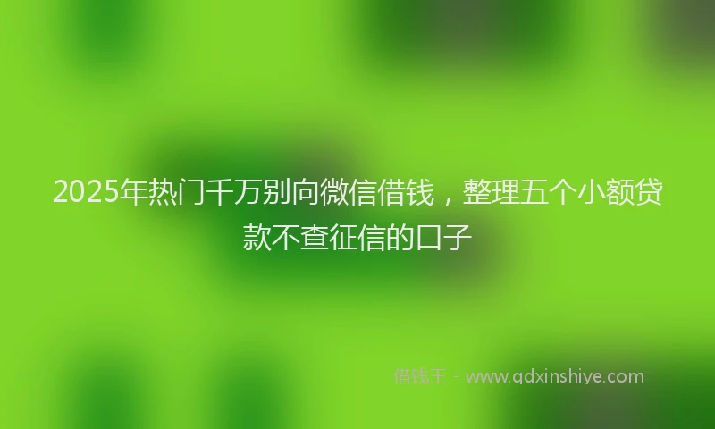 2025年热门千万别向微信借钱，整理五个小额贷款不查征信的口子