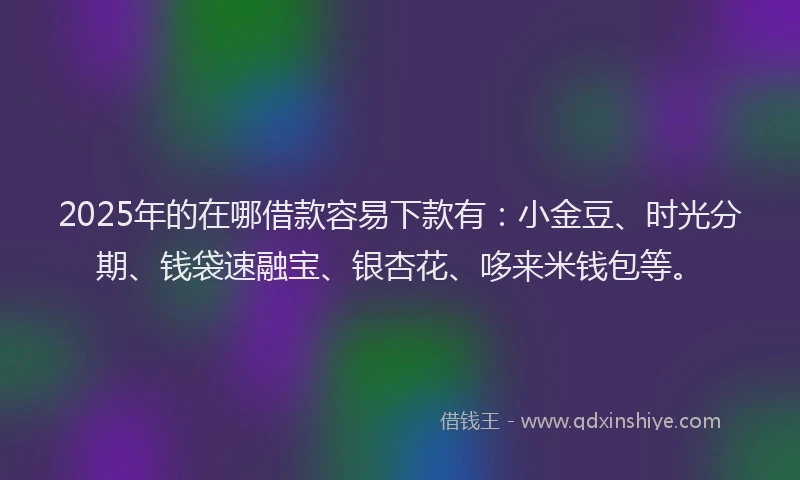 2025年的在哪借款容易下款有：小金豆、时光分期、钱袋速融宝、银杏花、哆来米钱包等。