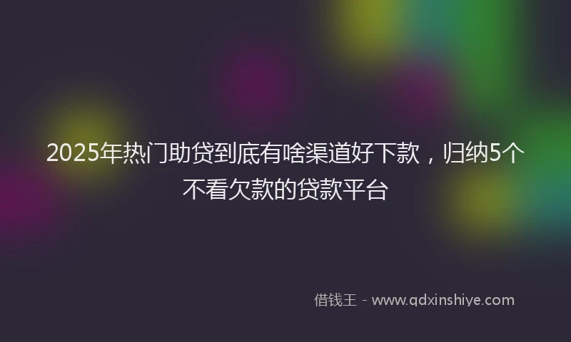 2025年热门助贷到底有啥渠道好下款，归纳5个不看欠款的贷款平台