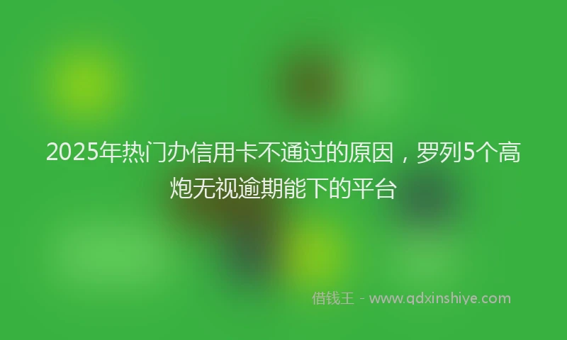 2025年热门办信用卡不通过的原因，罗列5个高炮无视逾期能下的平台