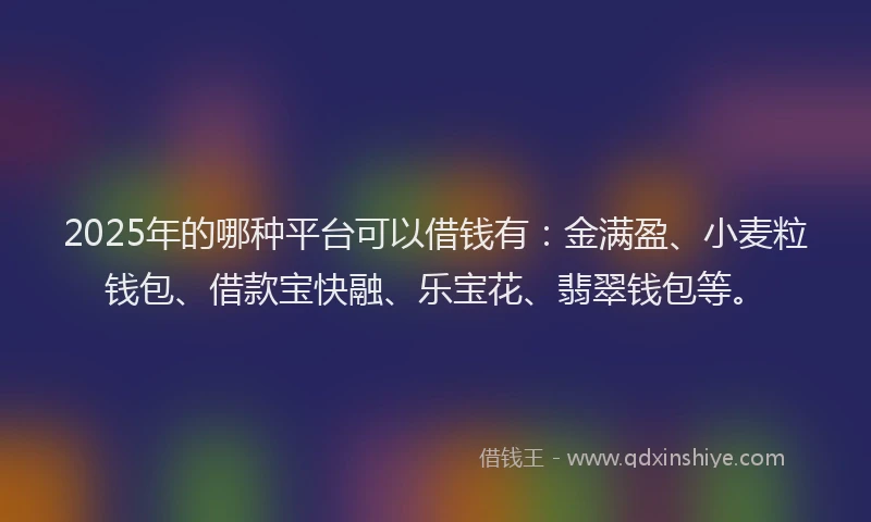 2025年的哪种平台可以借钱有：金满盈、小麦粒钱包、借款宝快融、乐宝花、翡翠钱包等。