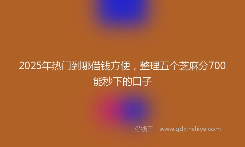 2025年热门到哪借钱方便，整理五个芝麻分700能秒下的口子