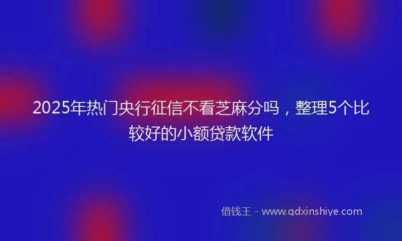 2025年热门央行征信不看芝麻分吗，整理5个比较好的小额贷款软件