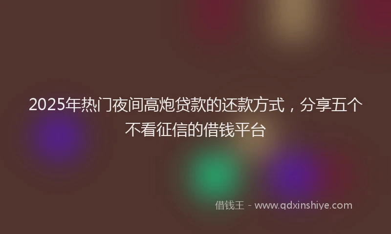 2025年热门夜间高炮贷款的还款方式，分享五个不看征信的借钱平台