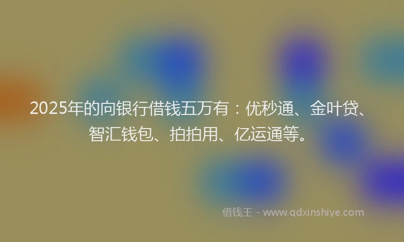 2025年的向银行借钱五万有：优秒通、金叶贷、智汇钱包、拍拍用、亿运通等。