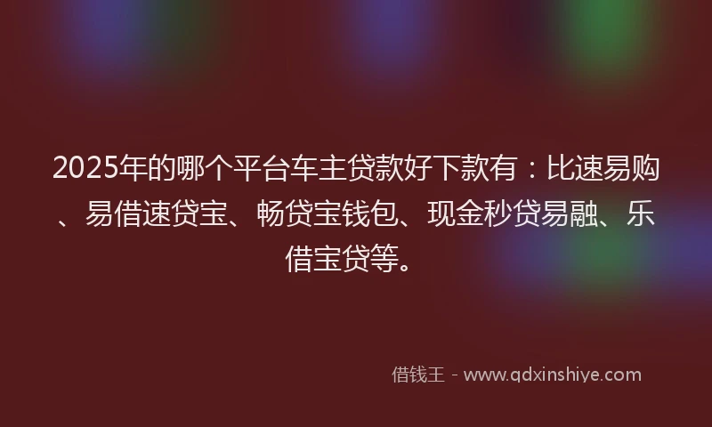 2025年的哪个平台车主贷款好下款有：比速易购、易借速贷宝、畅贷宝钱包、现金秒贷易融、乐借宝贷等。