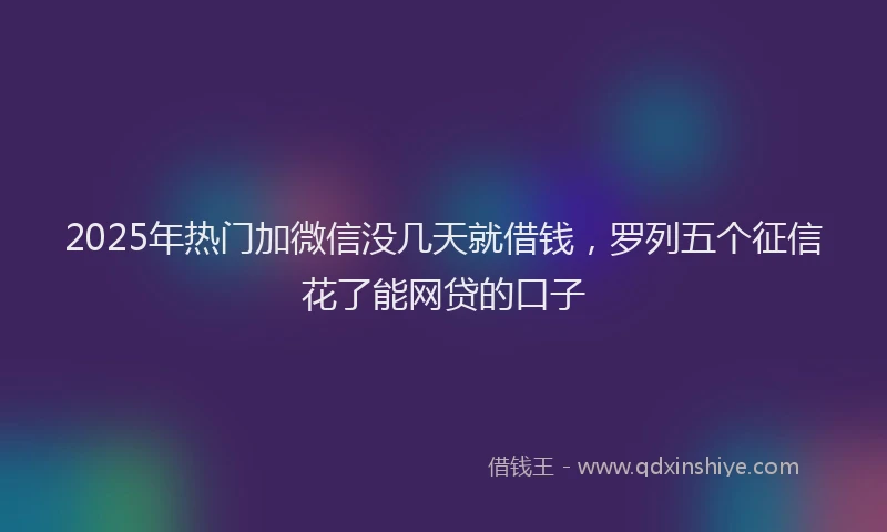 2025年热门加微信没几天就借钱，罗列五个征信花了能网贷的口子