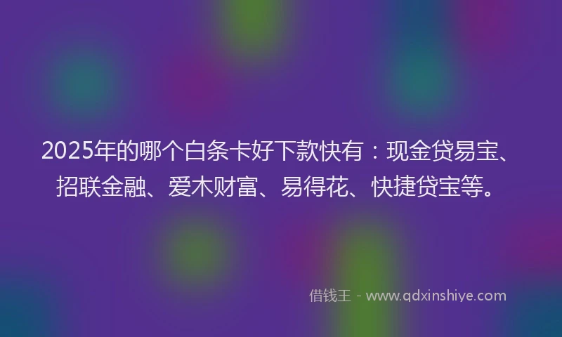 2025年的哪个白条卡好下款快有：现金贷易宝、招联金融、爱木财富、易得花、快捷贷宝等。