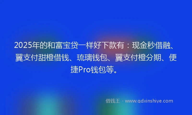 2025年的和富宝贷一样好下款有：现金秒借融、翼支付甜橙借钱、琉璃钱包、翼支付橙分期、便捷Pro钱包等。