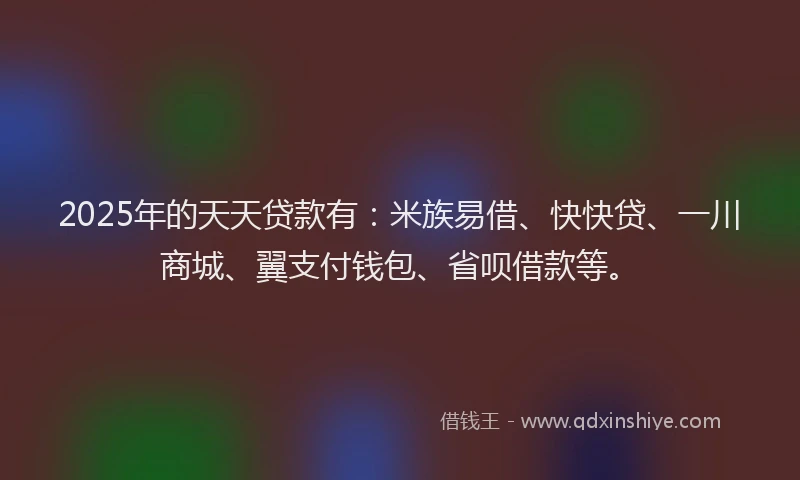 2025年的天天贷款有：米族易借、快快贷、一川商城、翼支付钱包、省呗借款等。