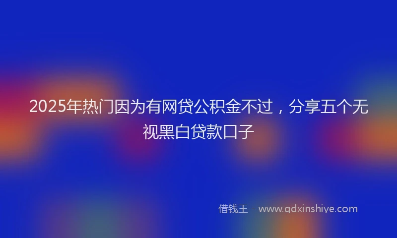 2025年热门因为有网贷公积金不过，分享五个无视黑白贷款口子