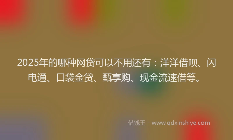 2025年的哪种网贷可以不用还有：洋洋借呗、闪电通、口袋金贷、甄享购、现金流速借等。