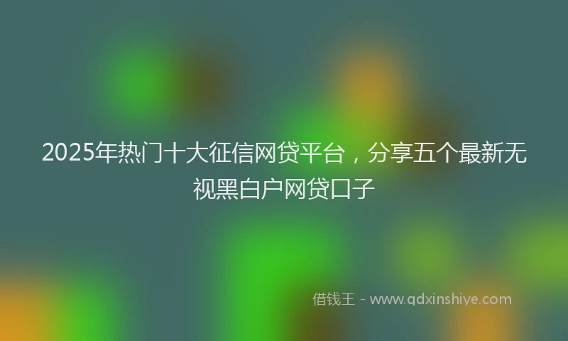 2025年热门十大征信网贷平台，分享五个最新无视黑白户网贷口子