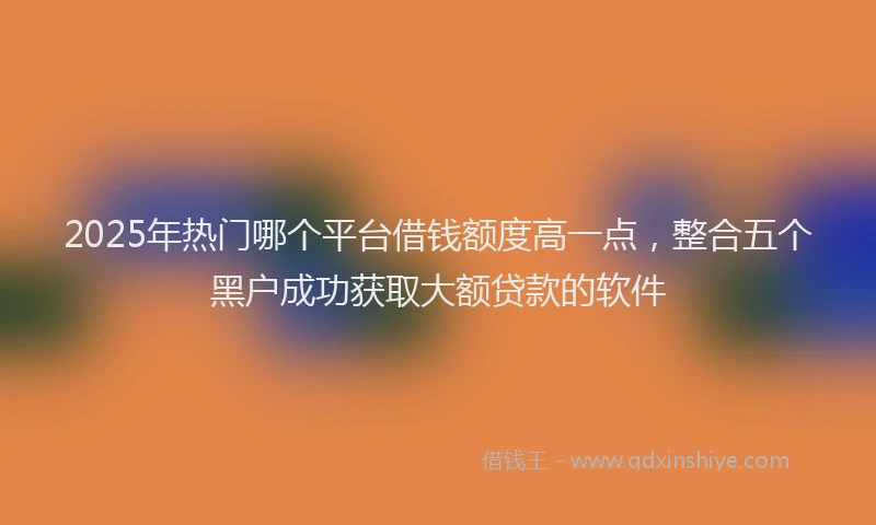 2025年热门哪个平台借钱额度高一点，整合五个黑户成功获取大额贷款的软件