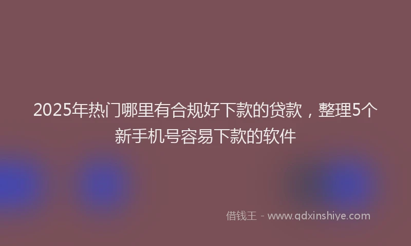 2025年热门哪里有合规好下款的贷款，整理5个新手机号容易下款的软件