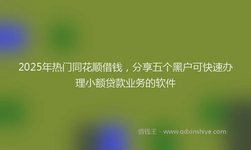 2025年热门同花顺借钱，分享五个黑户可快速办理小额贷款业务的软件