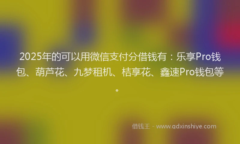 2025年的可以用微信支付分借钱有：乐享Pro钱包、葫芦花、九梦租机、桔享花、鑫速Pro钱包等。