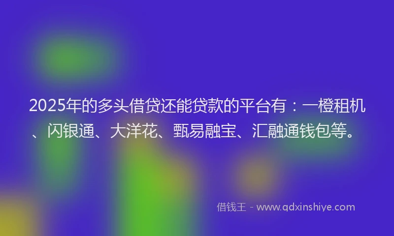 2025年的多头借贷还能贷款的平台有：一橙租机、闪银通、大洋花、甄易融宝、汇融通钱包等。