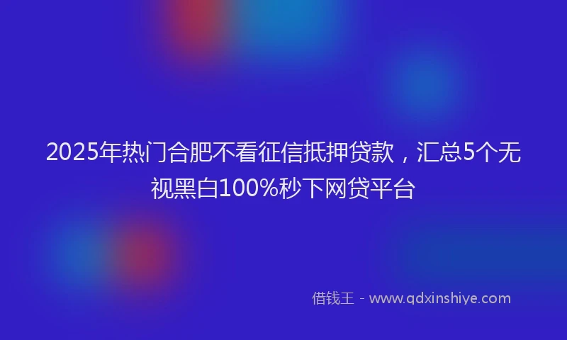 2025年热门合肥不看征信抵押贷款，汇总5个无视黑白100%秒下网贷平台