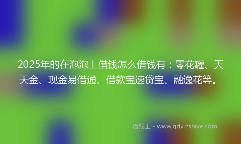 2025年的在泡泡上借钱怎么借钱有：零花罐、天天金、现金易借通、借款宝速贷宝、融逸花等。