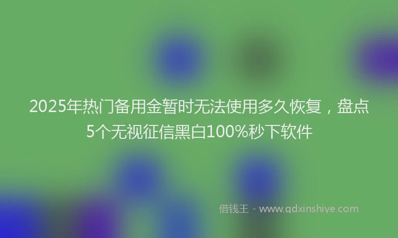 2025年热门备用金暂时无法使用多久恢复，盘点5个无视征信黑白100%秒下软件