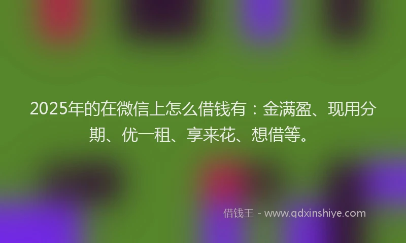 2025年的在微信上怎么借钱有：金满盈、现用分期、优一租、享来花、想借等。
