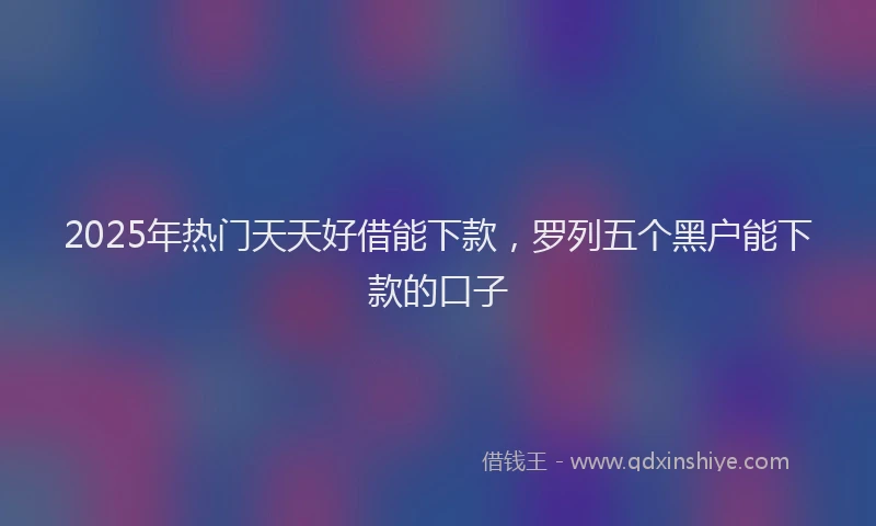 2025年热门天天好借能下款，罗列五个黑户能下款的口子