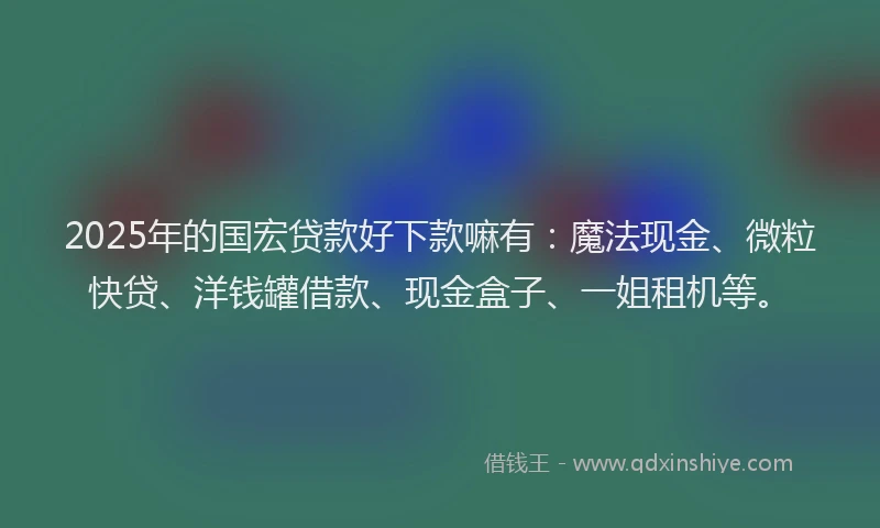 2025年的国宏贷款好下款嘛有：魔法现金、微粒快贷、洋钱罐借款、现金盒子、一姐租机等。
