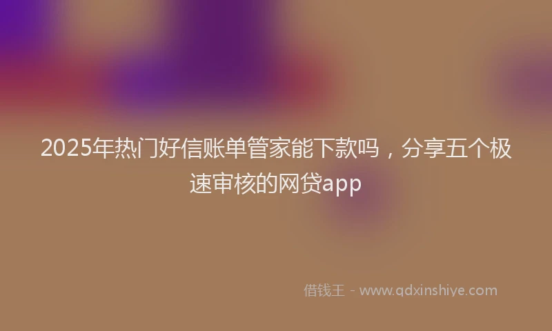 2025年热门好信账单管家能下款吗，分享五个极速审核的网贷app