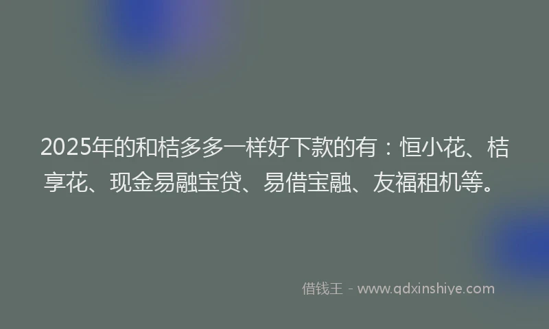 2025年的和桔多多一样好下款的有：恒小花、桔享花、现金易融宝贷、易借宝融、友福租机等。