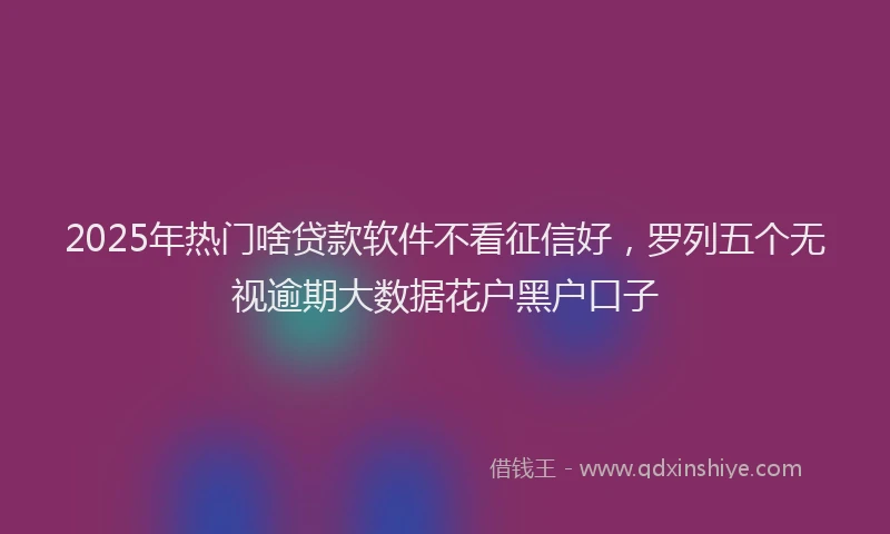 2025年热门啥贷款软件不看征信好，罗列五个无视逾期大数据花户黑户口子