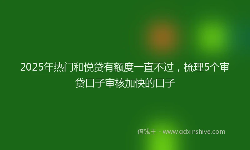 2025年热门和悦贷有额度一直不过，梳理5个审贷口子审核加快的口子