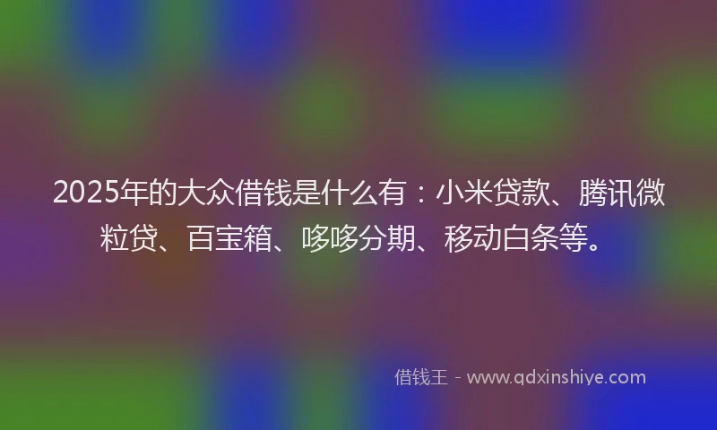 2025年的大众借钱是什么有：小米贷款、腾讯微粒贷、百宝箱、哆哆分期、移动白条等。