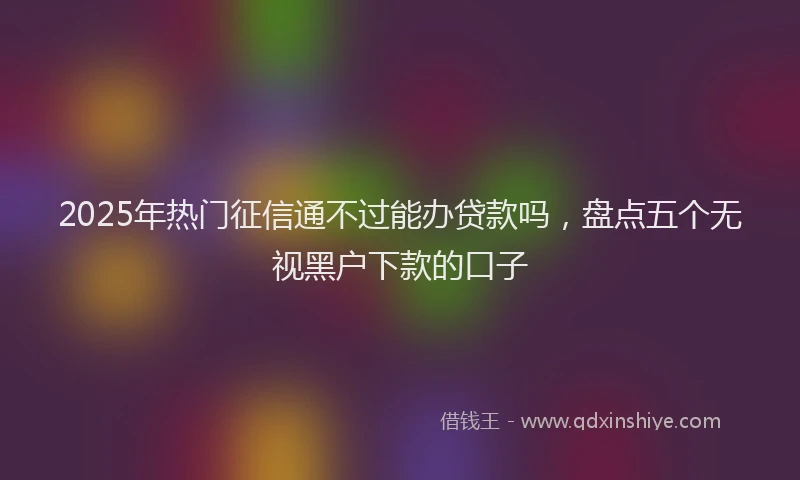 2025年热门征信通不过能办贷款吗，盘点五个无视黑户下款的口子