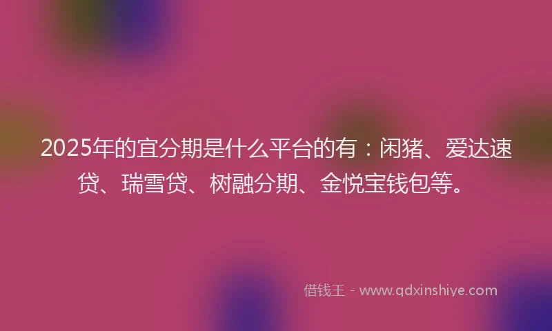 2025年的宜分期是什么平台的有：闲猪、爱达速贷、瑞雪贷、树融分期、金悦宝钱包等。