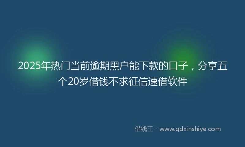 2025年热门当前逾期黑户能下款的口子，分享五个20岁借钱不求征信速借软件