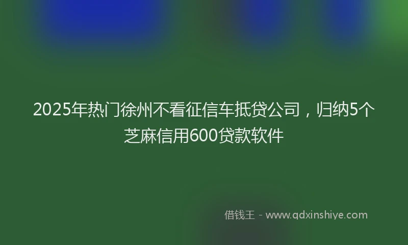 2025年热门徐州不看征信车抵贷公司，归纳5个芝麻信用600贷款软件