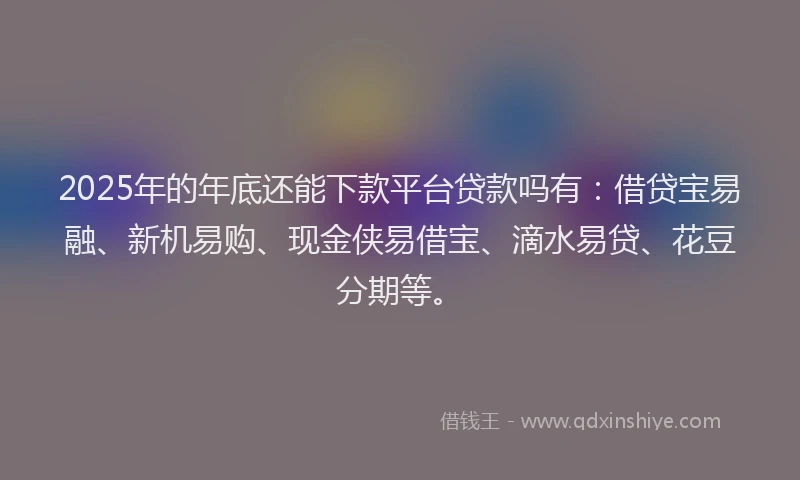 2025年的年底还能下款平台贷款吗有：借贷宝易融、新机易购、现金侠易借宝、滴水易贷、花豆分期等。