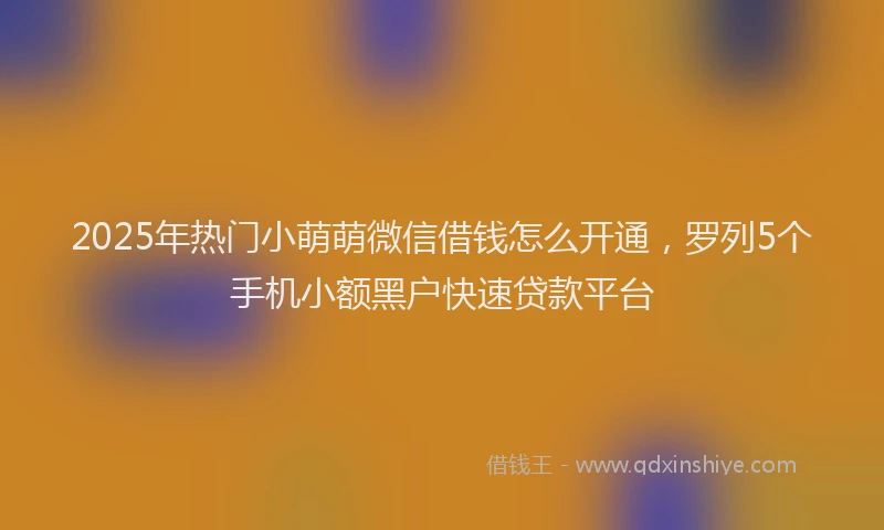 2025年热门小萌萌微信借钱怎么开通，罗列5个手机小额黑户快速贷款平台