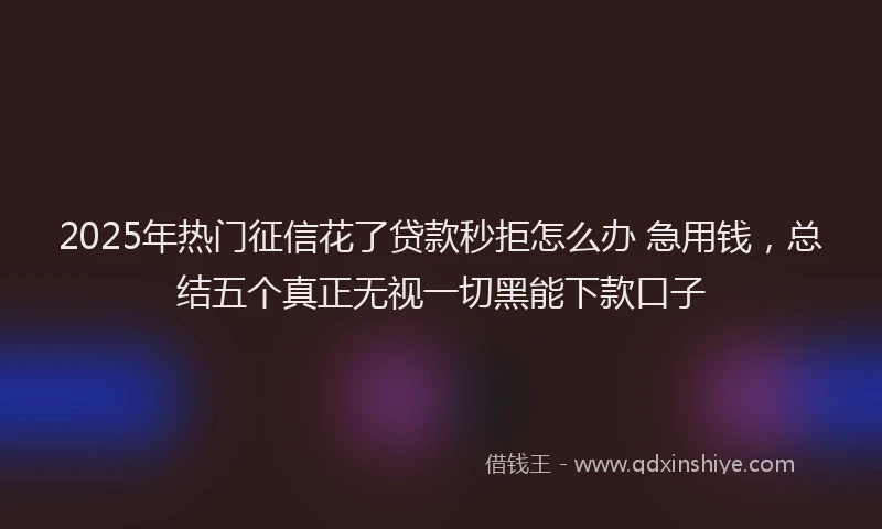 2025年热门征信花了贷款秒拒怎么办 急用钱，总结五个真正无视一切黑能下款口子
