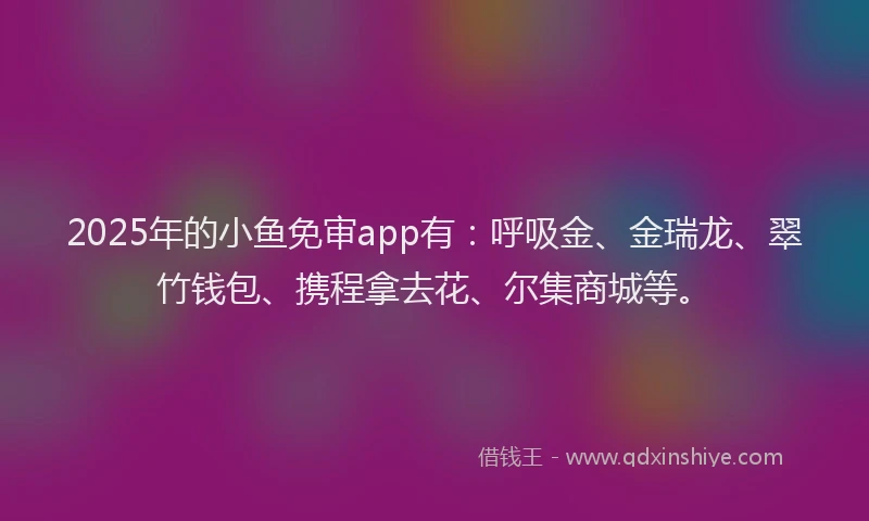 2025年的小鱼免审app有：呼吸金、金瑞龙、翠竹钱包、携程拿去花、尔集商城等。