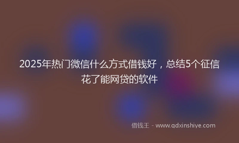 2025年热门微信什么方式借钱好，总结5个征信花了能网贷的软件