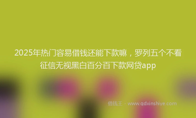 2025年热门容易借钱还能下款嘛，罗列五个不看征信无视黑白百分百下款网贷app