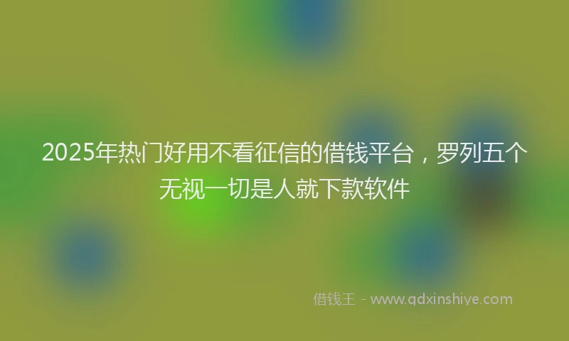 2025年热门好用不看征信的借钱平台，罗列五个无视一切是人就下款软件