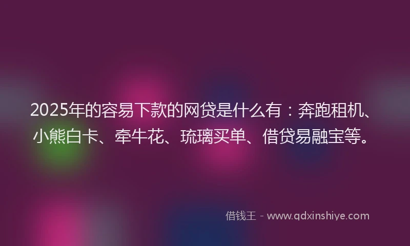 2025年的容易下款的网贷是什么有：奔跑租机、小熊白卡、牵牛花、琉璃买单、借贷易融宝等。