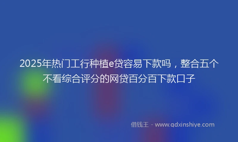 2025年热门工行种植e贷容易下款吗，整合五个不看综合评分的网贷百分百下款口子