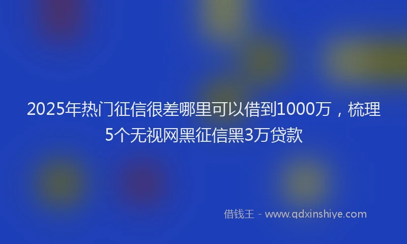 2025年热门征信很差哪里可以借到1000万，梳理5个无视网黑征信黑3万贷款